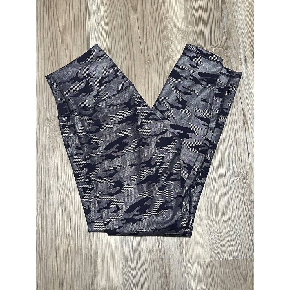 Zyia Active Womens Size 6-8 Silver Navy Camo Supreme Hi-Rise 7/8 Leggings